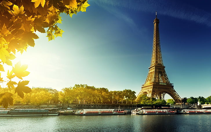 Paris, Eiffel Tower, France, Autumn, leaves, HD wallpaper