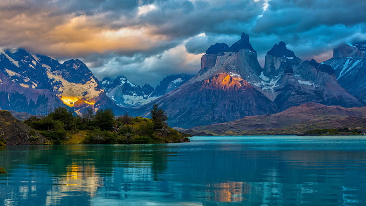 mountain range, mountain lake, patagonia, chilean patagonia, HD wallpaper