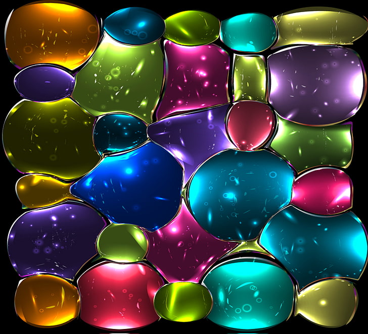 oil bubble illustration, glass, mosaic, colors, colorful, abstract, HD wallpaper