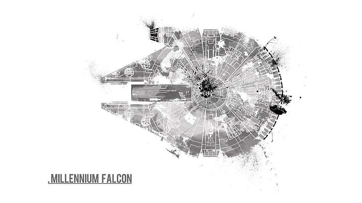 Star Wars Millennium Falcon, white background, damaged, broken
