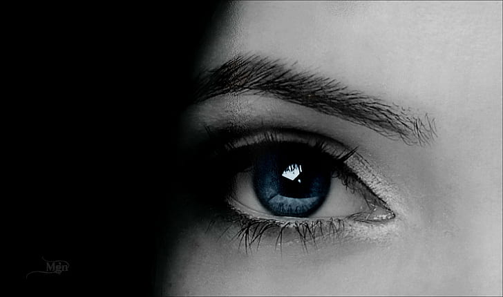 black and white photo of eyeball, I am, watching you, picmonkey, HD wallpaper