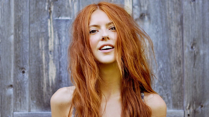 woman's brunette hair, women, redhead, curly hair, wooden surface