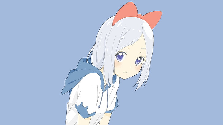 anime, anime girls, manga, blue, blue background, simple background, HD wallpaper
