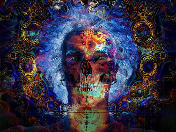 skull, surreal, artwork, HD wallpaper