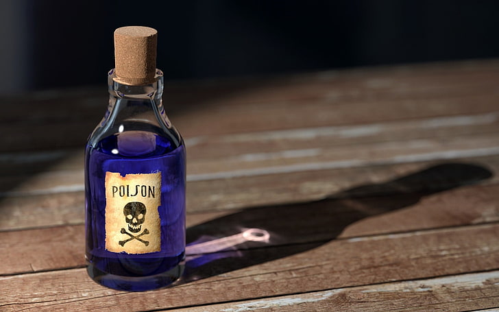 purple and white labeled bottle, wood, bottles, Poison, wood - material, HD wallpaper