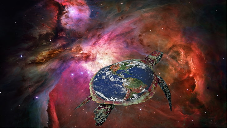 abstract discworld sea turtles space turtle Aircraft Space HD Art, HD wallpaper