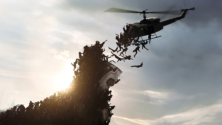 helicopters, movies, World War Z, zombies, sky, cloud - sky