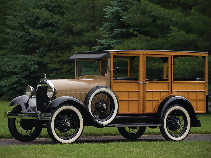 150а, 1929, ford, model, retro, stationwagon, truck, woody, HD wallpaper
