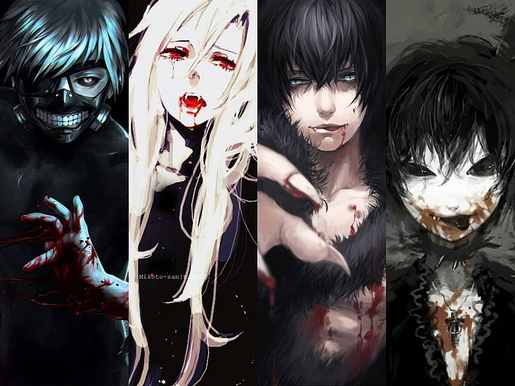 Vampire Knight, Werewolf, Tokyo Ghoul:re, blood, vampires, anime