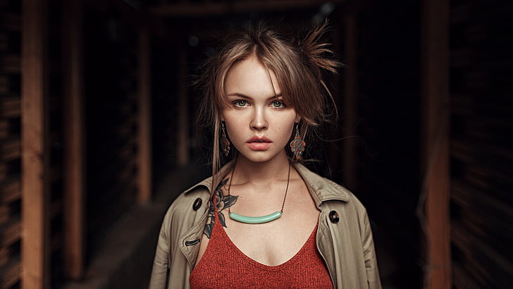 women, Anastasia Scheglova, tattoo, portrait, Georgy Chernyadyev, HD wallpaper