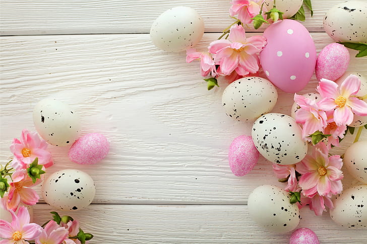 flowers, eggs, Easter, spring, HD wallpaper