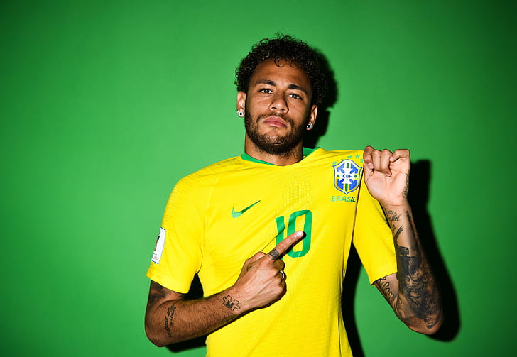 football, player, Neymar, FIFA World Cup 2018, Russia 2018, HD wallpaper