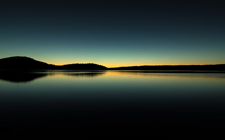 landscape, lake, sunrise, silhouette, reflection, tranquility