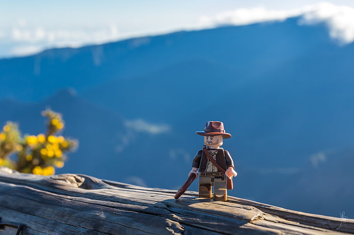 Indiana Jones, toys, LEGO, hat, one person, mountain, wood - material, HD wallpaper