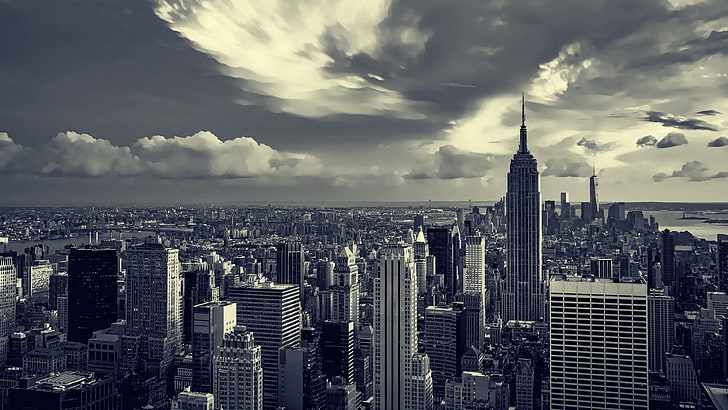 Chrysler building, New York City, cityscape, clouds, building exterior, HD wallpaper