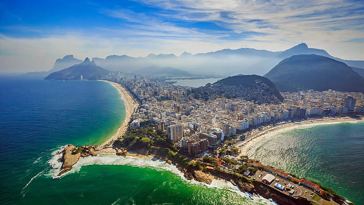Rio De Janeiro Copacabana Beach And Ipanema Beach Aerial View Ultra Hd 4k Wallpapers For Desktop & Mobiles 3840×2160, HD wallpaper