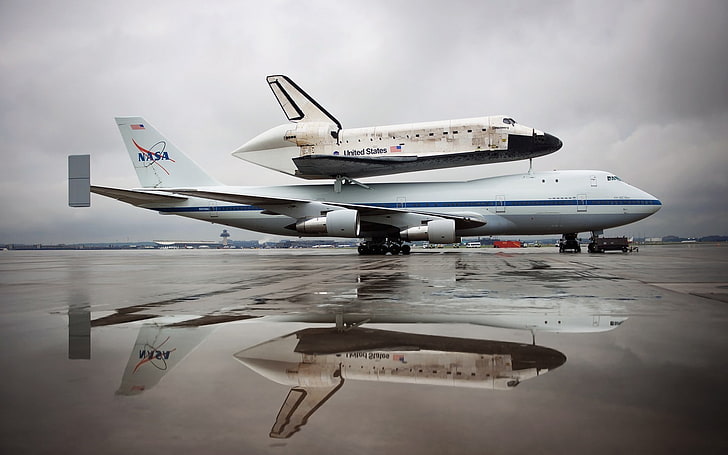 NASA, Boeing 747, space shuttle, Discovery, air vehicle, airplane, HD wallpaper