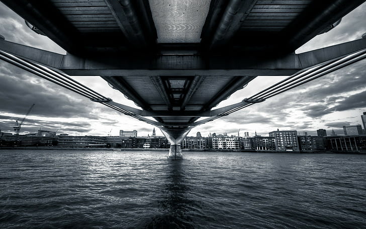 bridge, water, cityscape, sky, HD wallpaper