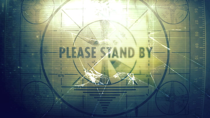Please Stand By screenshot, test patterns, Fallout, broken glass