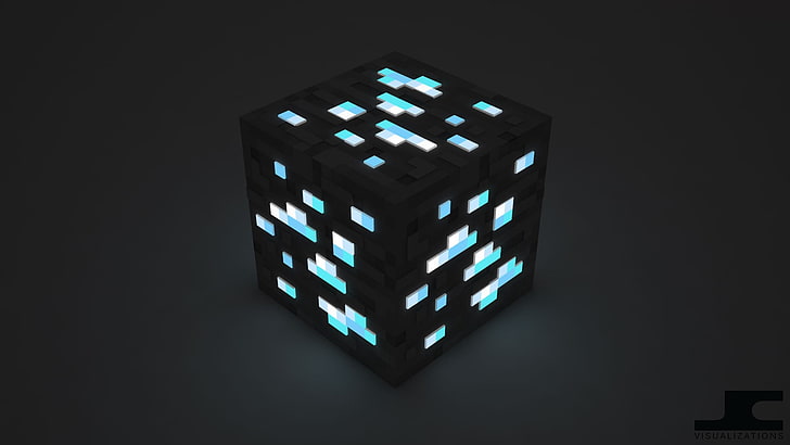 black cube, Minecraft, video games, illuminated, indoors, studio shot, HD wallpaper