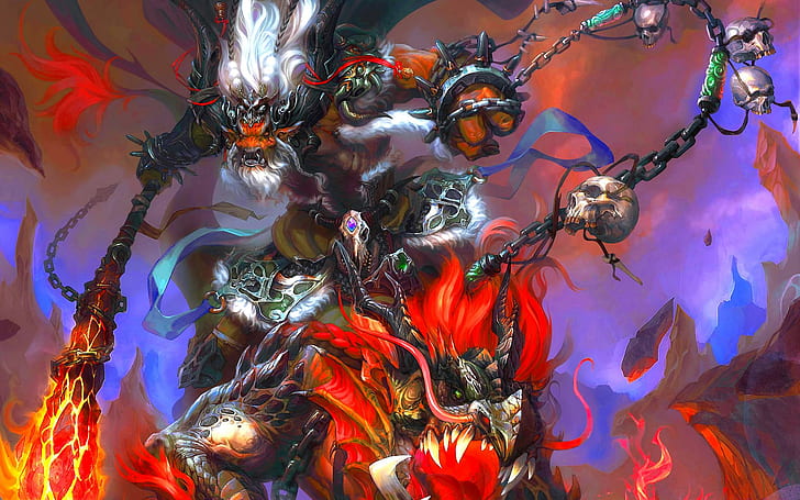 Shamans Wrath, black and red monster illustration, tauren, shamn, HD wallpaper