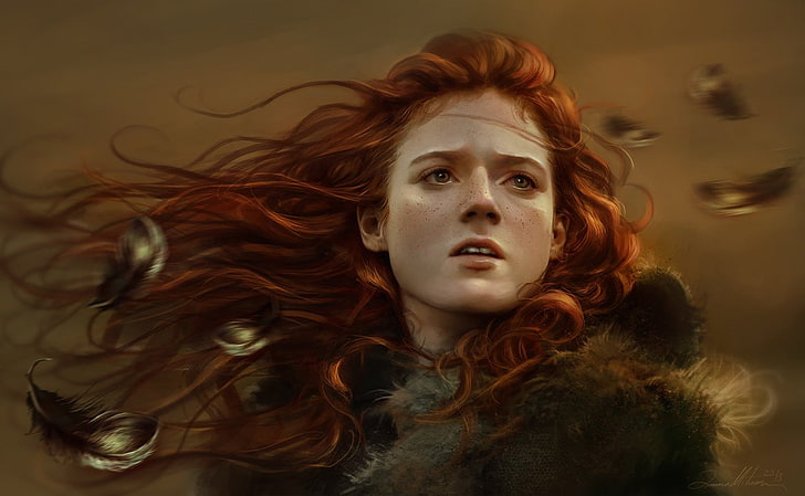 female character wallpaper, redhead, artwork, women, face, Game of Thrones