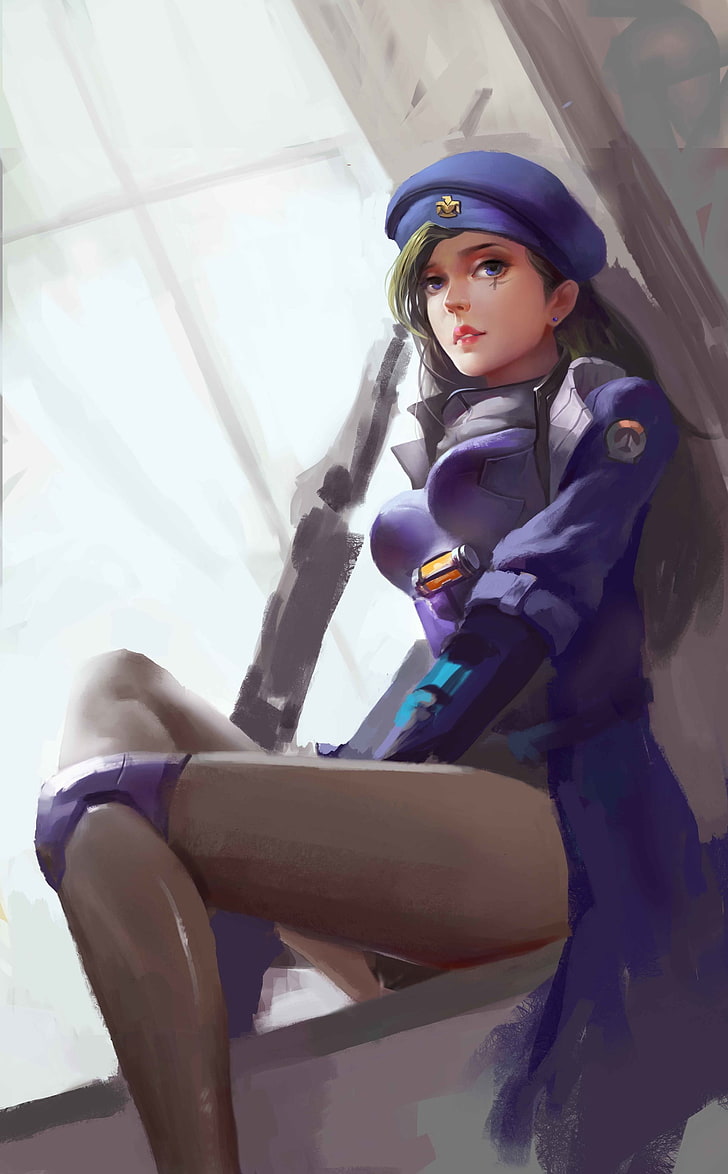 Ana (Overwatch), window, women, clothing, helmet, one person