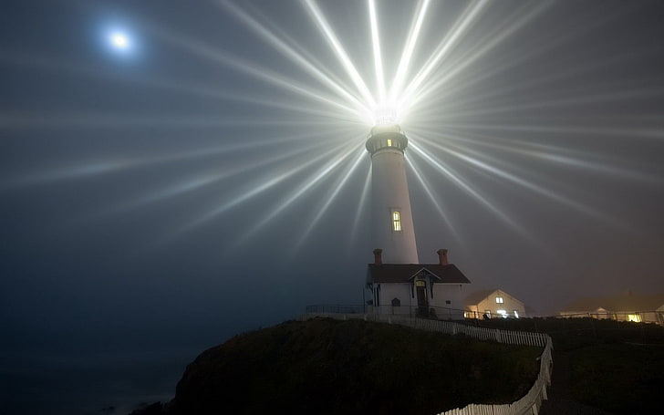 lighthouse, illuminated, built structure, architecture, light beam