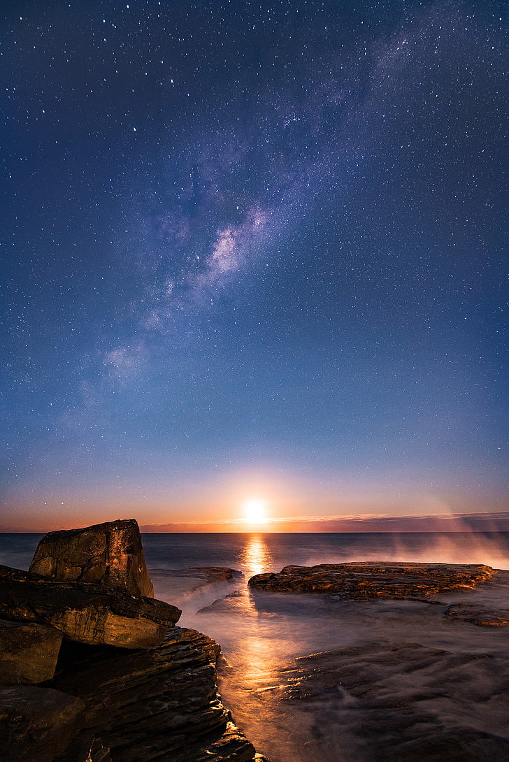 sunset, Australia, Sydney, Milky Way, stars, Cape Solander