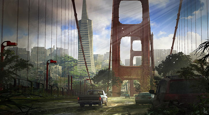 The Last of Us Game, bridge, art, Apocalypse, city, HD wallpaper