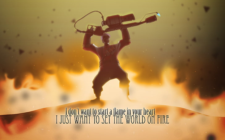 Team Fortress 2, Pyro (character), text, one person, communication, HD wallpaper