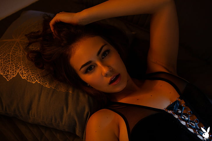 Sophie Limma, brunette, women indoors, Playboy, Playboy Plus, HD wallpaper