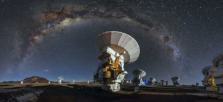 Milky Way, starry night, galaxy, landscape, technology, long exposure, HD wallpaper