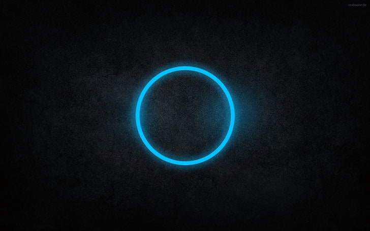 ring of blue light, circle, minimalism, digital art, space, astronomy, HD wallpaper