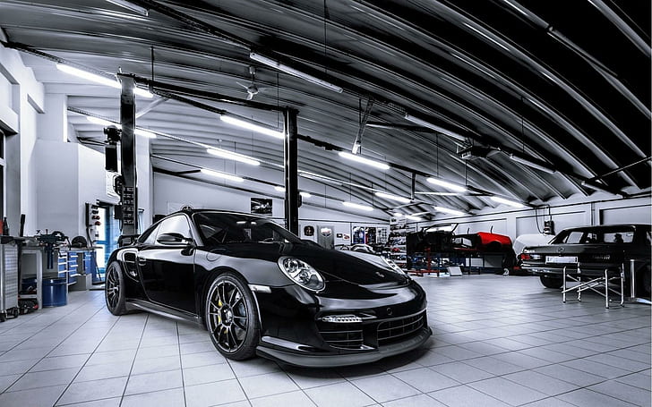 Porsche 911 GT2 Car Garage, HD wallpaper