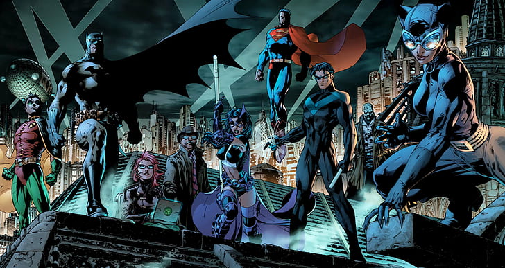 Comics, DC Comics, Batman, Catwoman, Huntress (DC Comics), Nightwing, HD wallpaper