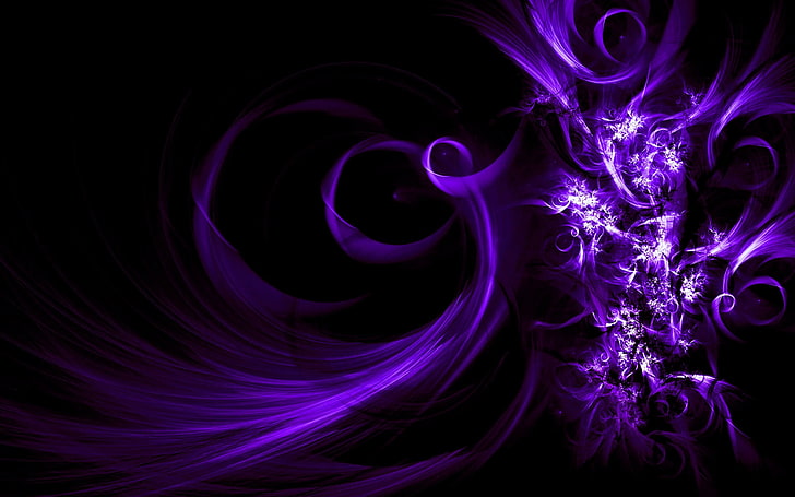 abstract, shapes, purple, digital art, black background, motion