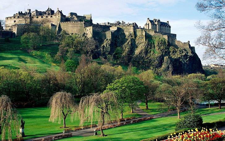 castle, Edinburgh, architecture, plant, tree, built structure, HD wallpaper