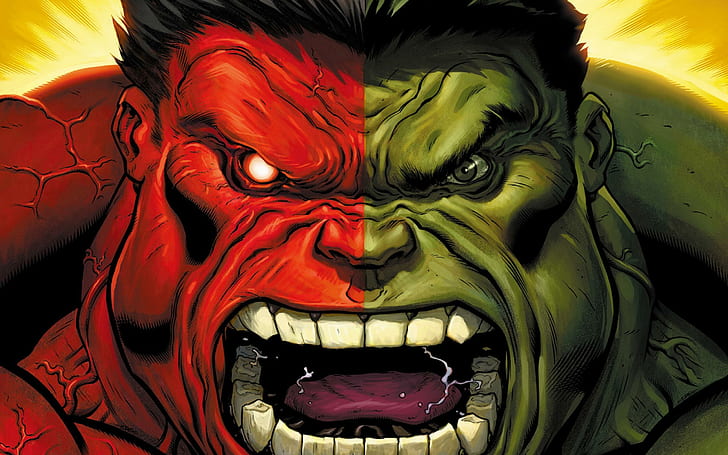 hulk, marvel comics, art, aggression, incredible hulk illustration, HD wallpaper