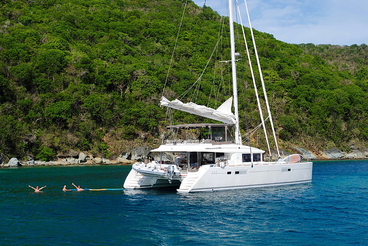 adventure, boat, boating, canouan, caribbean, catamaran, coast, HD wallpaper
