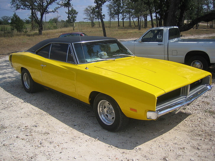 Dodge Charger R/T, car, yellow, mode of transportation, motor vehicle, HD wallpaper