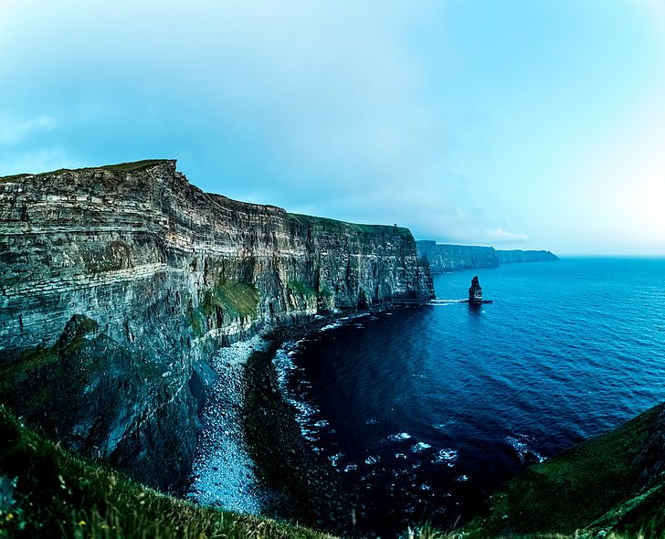 HD wallpaper: gray mountain cliff, liscannor, ireland, rocks, sea ...
