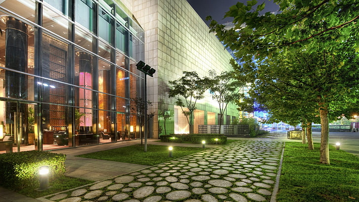 glass wall building, HDR, building exterior, architecture, built structure