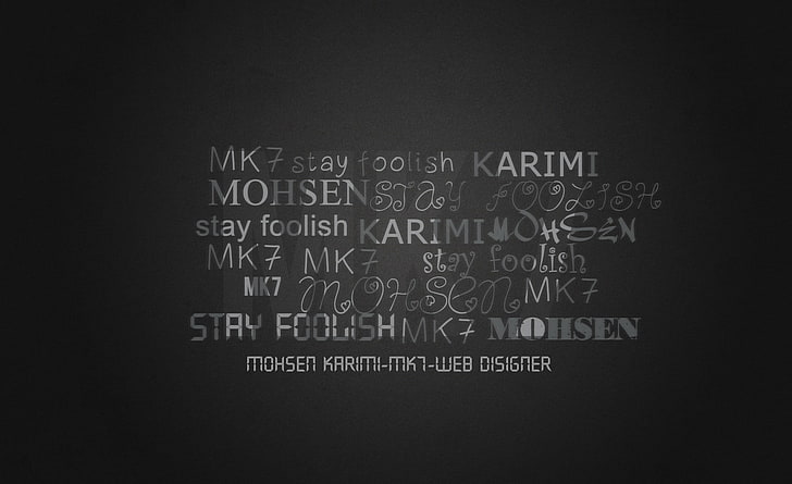 MK7, black background with karimi text overlay, Artistic, Typography, HD wallpaper