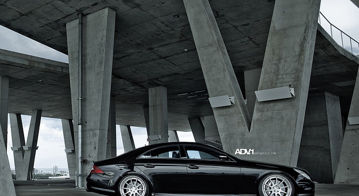 ADV.1 Mercedes CLS 55, black sedan, Cars, Mercedes Benz, transportation