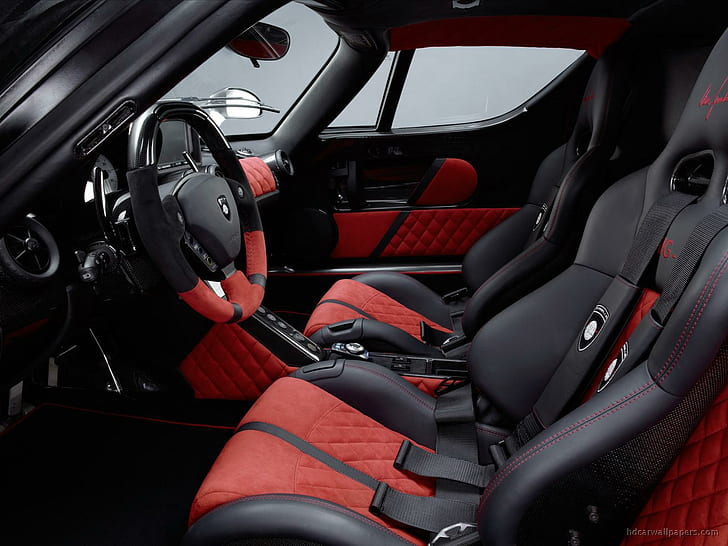 Gemballa MIG U1 Ferrari Enzo Interior, red and black leather bucket car seat, HD wallpaper