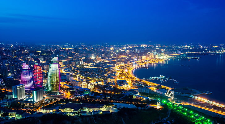 Baku Panorama, city building structures, Asia, Azerbaijan, Buildings, HD wallpaper