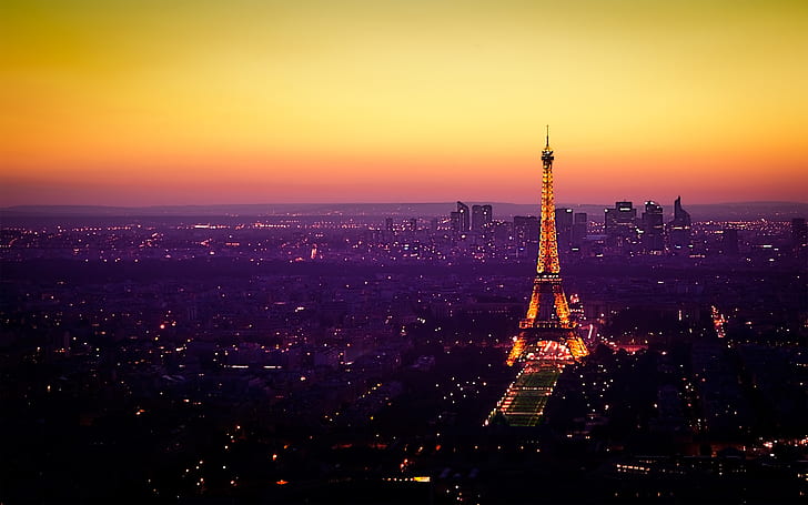 Nightfall In Paris, canon, canoneos500d, city, citylights, cityscape, HD wallpaper