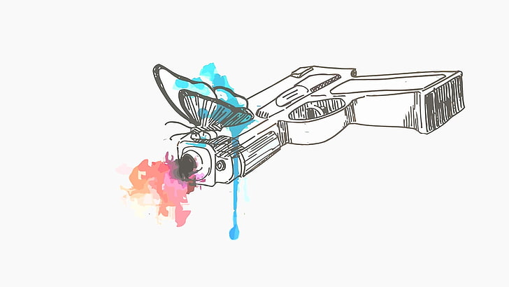 white semi-automatic pistol and butterfly artwork, Life Is Strange