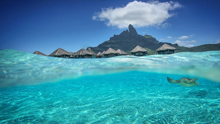 Beautiful Aqua Blue Lagoon Dream Isl Bora Bora Tahiti Desktop Background 595846